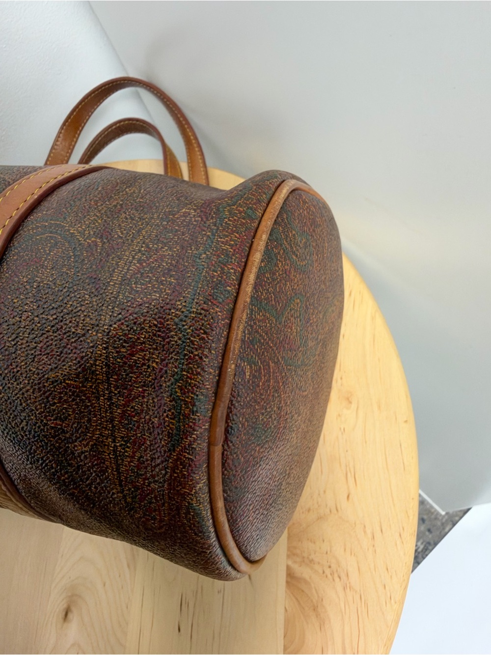 Etro Brown Paisley Barrel Bag with Tan Straps - Picture 5 of 9